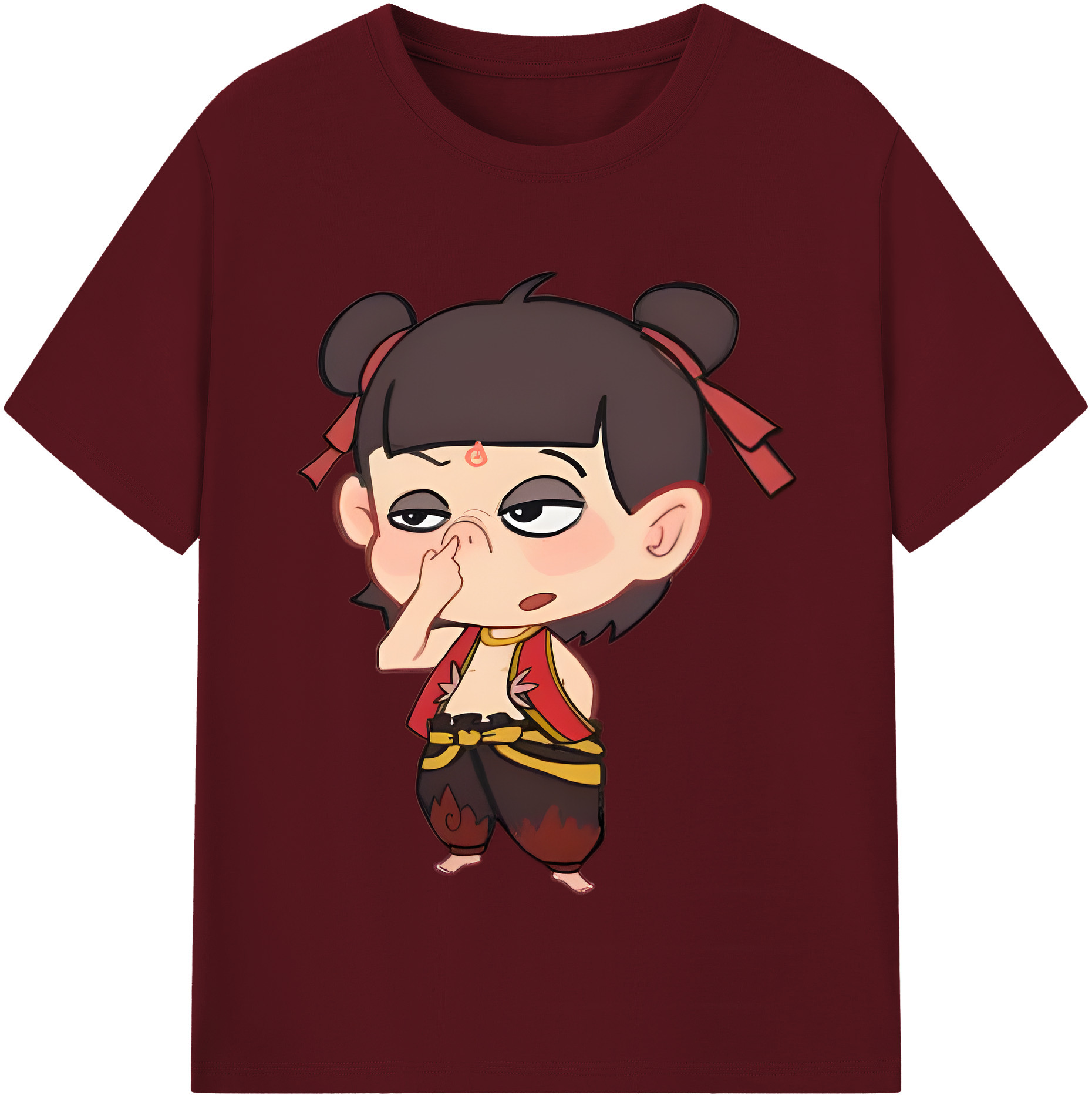 （画像用） Ne Zha 2 ナタ 魔童の大暴れ 綿100％半袖Tシャツ（フロントプリント）
